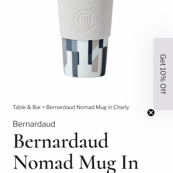Bernardaud Nomad Mug with Black and Gray Geometric Design